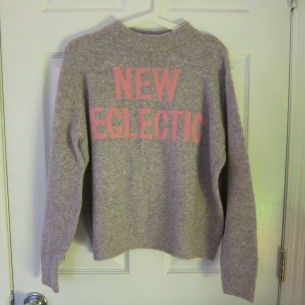 H&M Pink Purple Fuzzy Oversize Sweater XS New